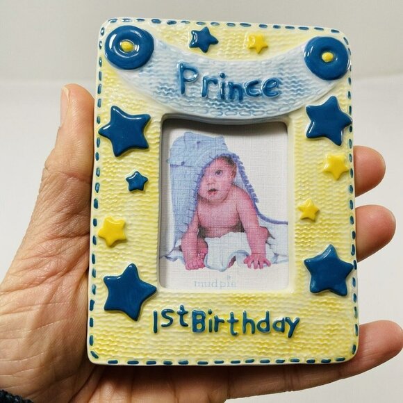 Mud Pie Picture Photo Frame Son Boy 1st Birthday Prince Newborn Baby 3D Ornate - Picture 5 of 12